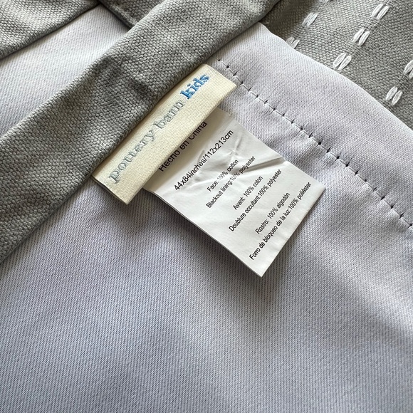 44x84 pottery barn kids grey with white pick-stitch detail curtain - Picture 2 of 8